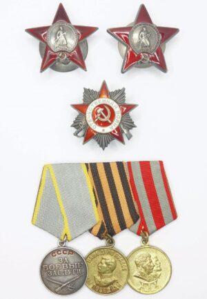 Soviet group of an Order of the Patriotic War and two Red Stars for Battle Stalingrad