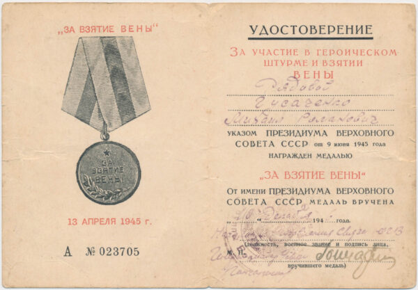 Medal for the Capture of Vienna