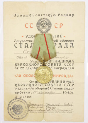 Medal for the Defense of Stalingrad with doc
