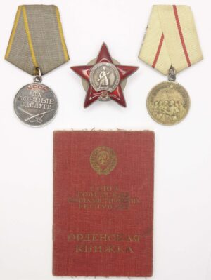 Documented group of an Order of the Red Star #2167177, Medal for Combat Merit #1362574 and a Medal for Stalingrad