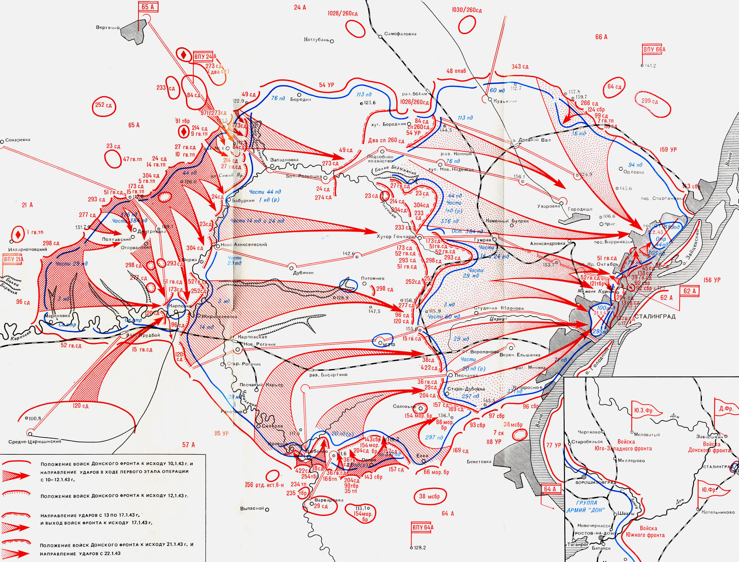 Донской фронт в Сталинградской битве карта