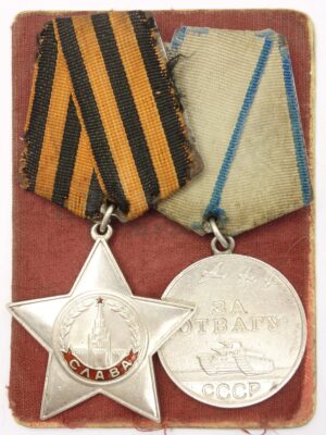 Group of a Soviet Order of Glory and medal for Bravery