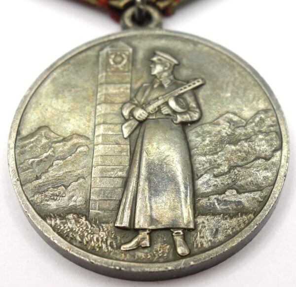 Documented Medal for Distinction in Guarding the State Border of the USSR solid silver variation (with rounded eyelet) - Image 8