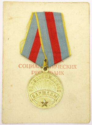 Medal for the Liberation of Warsaw with document