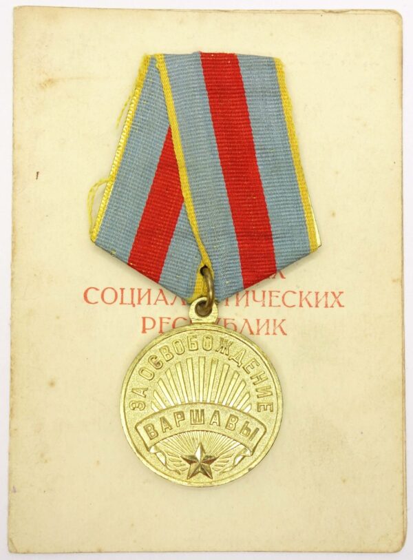 Medal for the Liberation of Warsaw with document