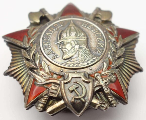 Group of the Order of Alexander Nevsky #9246, Red Banner #91354, Patriotic War 1st class #154896, Red Star #81311 and a Medal for Combat Merit - Image 6