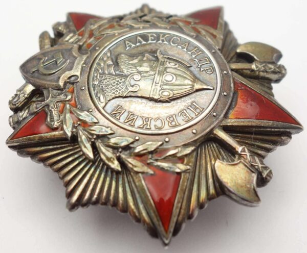 Group of the Order of Alexander Nevsky #9246, Red Banner #91354, Patriotic War 1st class #154896, Red Star #81311 and a Medal for Combat Merit - Image 7