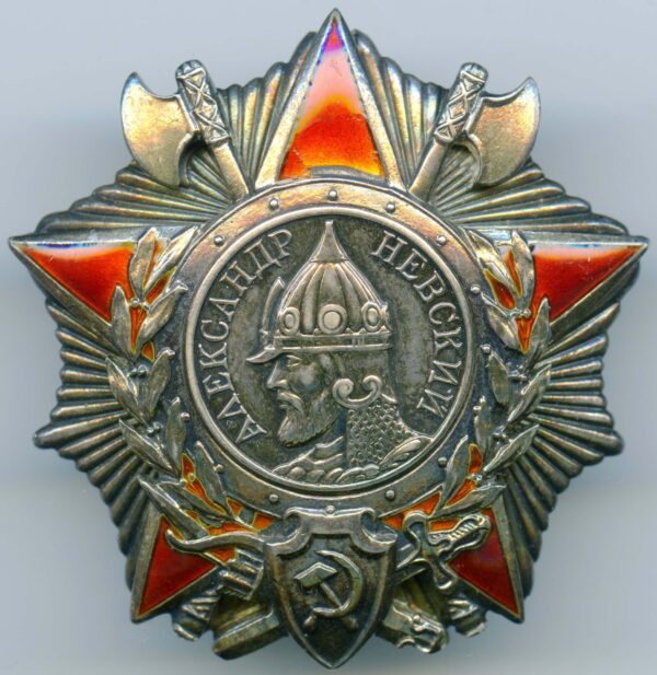 Group of the Order of Alexander Nevsky #9246, Red Banner #91354, Patriotic War 1st class #154896, Red Star #81311 and a Medal for Combat Merit - Image 4