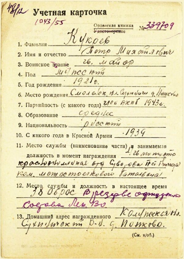 Group of the Order of Alexander Nevsky #9246, Red Banner #91354, Patriotic War 1st class #154896, Red Star #81311 and a Medal for Combat Merit - Image 73