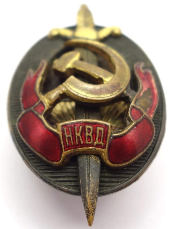 Distinguished NKVD Employee Badge #4158 with Document - Image 4