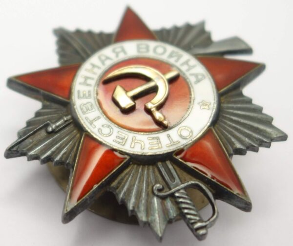 Group of Soviet awards: Order of the Patriotic War 2nd class #530667, Red Star #216343 and Medal for Combat Merit #136265 - Image 8