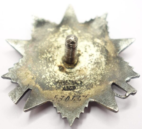 Group of Soviet awards: Order of the Patriotic War 2nd class #530667, Red Star #216343 and Medal for Combat Merit #136265 - Image 9