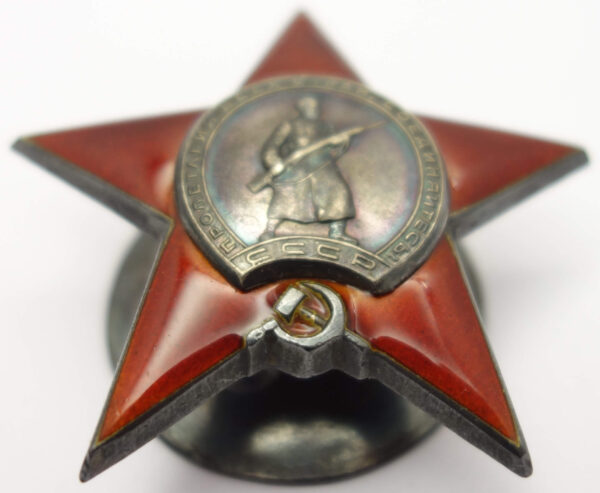 Group of Soviet awards: Order of the Patriotic War 2nd class #530667, Red Star #216343 and Medal for Combat Merit #136265 - Image 16