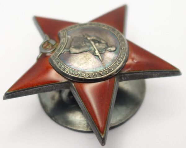 Group of Soviet awards: Order of the Patriotic War 2nd class #530667, Red Star #216343 and Medal for Combat Merit #136265 - Image 17