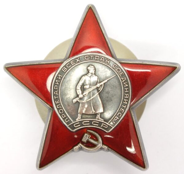 Documented group of Soviet Awards. Order of the Red Banner #70843, Order of the Patriotic War 2nd class #404922, Order of the Red Star #3275998 - Image 23