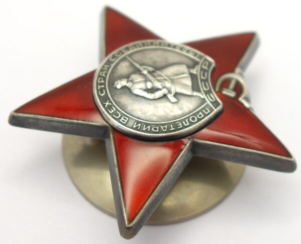 Documented group of Soviet Awards. Order of the Red Banner #70843, Order of the Patriotic War 2nd class #404922, Order of the Red Star #3275998 - Image 29