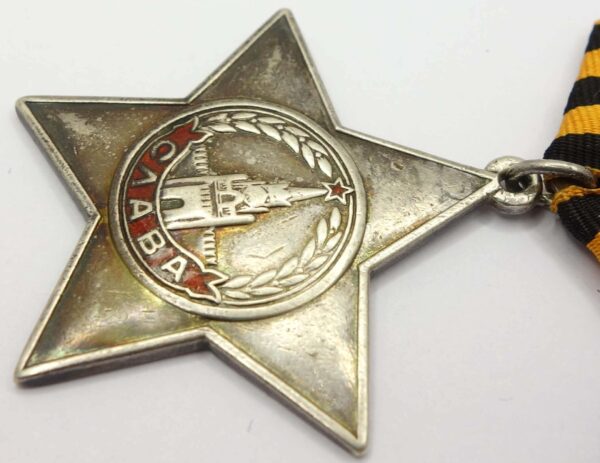 Group of Soviet awards: Order of the Patriotic War 2nd class #765291, Order of Glory 3rd class #79630 and Bravery Medals #1069844 & #3237516 - Image 19