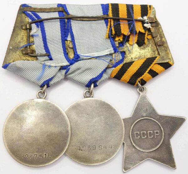 Group of Soviet awards: Order of the Patriotic War 2nd class #765291, Order of Glory 3rd class #79630 and Bravery Medals #1069844 & #3237516 - Image 13