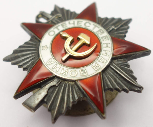 Complete documented group of Soviet Awards: Red Banner #155080, Order of the Patriotic War 2nd class #143306, Red Star #3230831 and 2 Medals for Combat Merit - Image 19