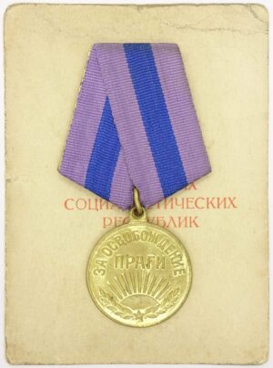 Medal for the Liberation of Prague with document