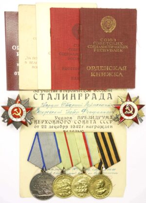 Complete Documented Group of two Orders of the Patriotic War and Medals