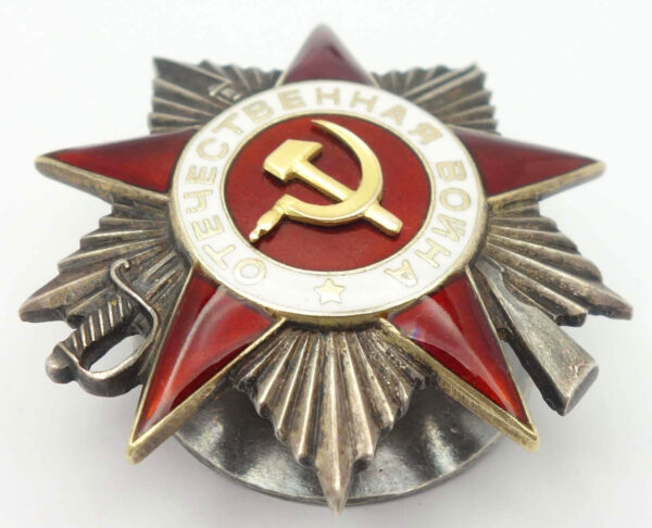 Soviet Order of the Patriotic War 2nd class #328289. Rare variation with a hand engraved mint mark - Image 5