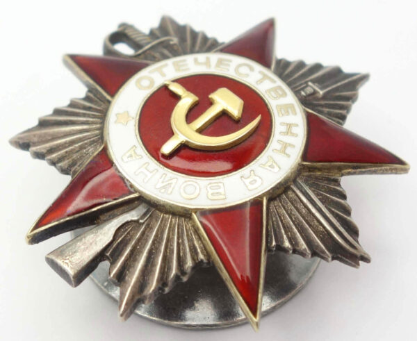 Soviet Order of the Patriotic War 2nd class #328289. Rare variation with a hand engraved mint mark - Image 6