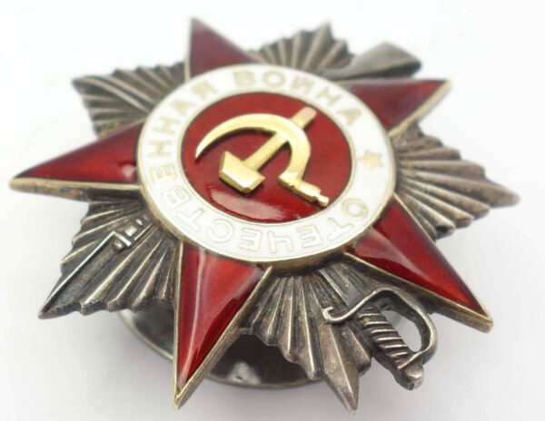 Soviet Order of the Patriotic War 2nd class #328289. Rare variation with a hand engraved mint mark - Image 7