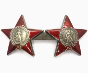 two Orders of the Red Star on improvised suspension bar