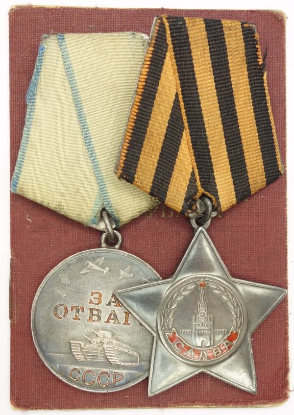 Group of a Soviet Order of Glory and medal for Bravery