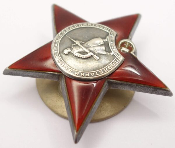 Group of Soviet awards: Order of the Patriotic War 2nd class #744533, Red Star #753692, Medal for Bravery #400164 and Campaign Medals - Image 18