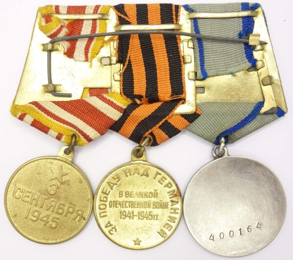 Group of Soviet awards: Order of the Patriotic War 2nd class #744533, Red Star #753692, Medal for Bravery #400164 and Campaign Medals - Image 23