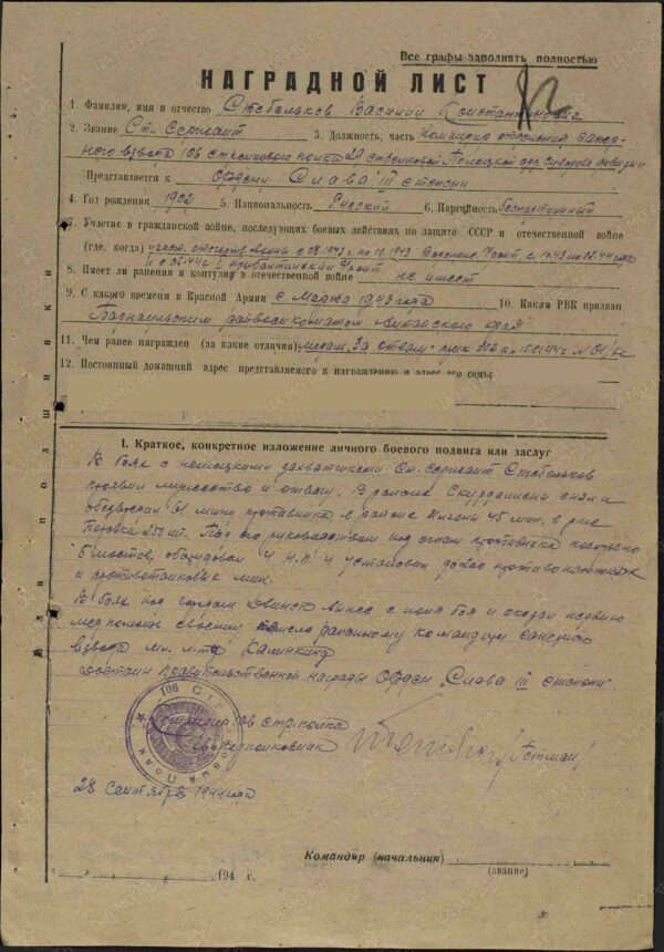 Documented Group of an Order of Glory 3rd class #550230 + Medal for Bravery #915838 - Image 30