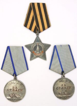 Group of a Soviet Order of Glory and medals for Bravery