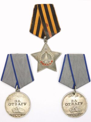Group of a Soviet Order of Glory and medals for Bravery