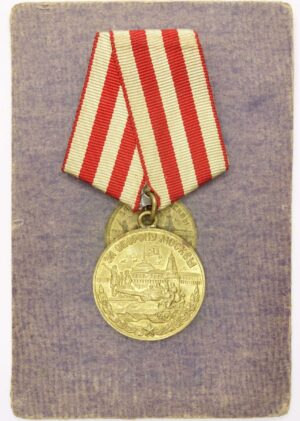Soviet Medal for the Defense of Moscow with rare booklet