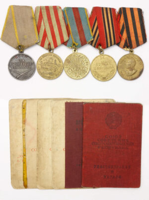 Complete documented group of Soviet Medals